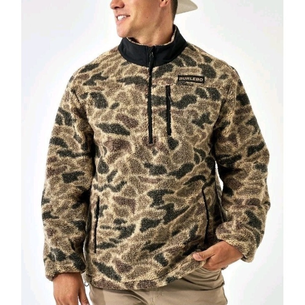 NEW Burlebo Sherpa Quarter Zip‎ Men S Rocky Mountain Camo Hunt Outdoors Hike